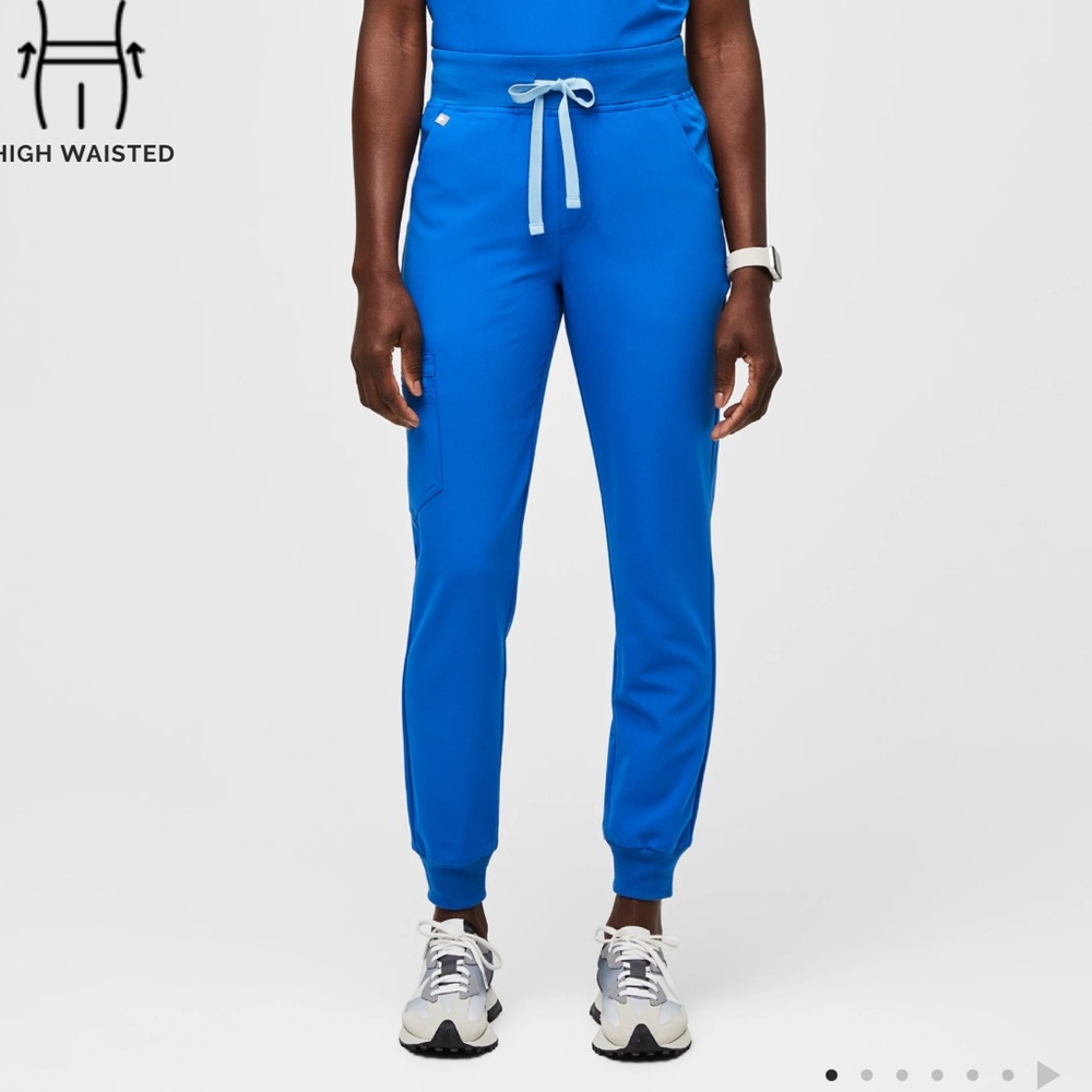 Figs High Waisted Zamora Jogger Scrub Pants (Royal Blue, Large petite)